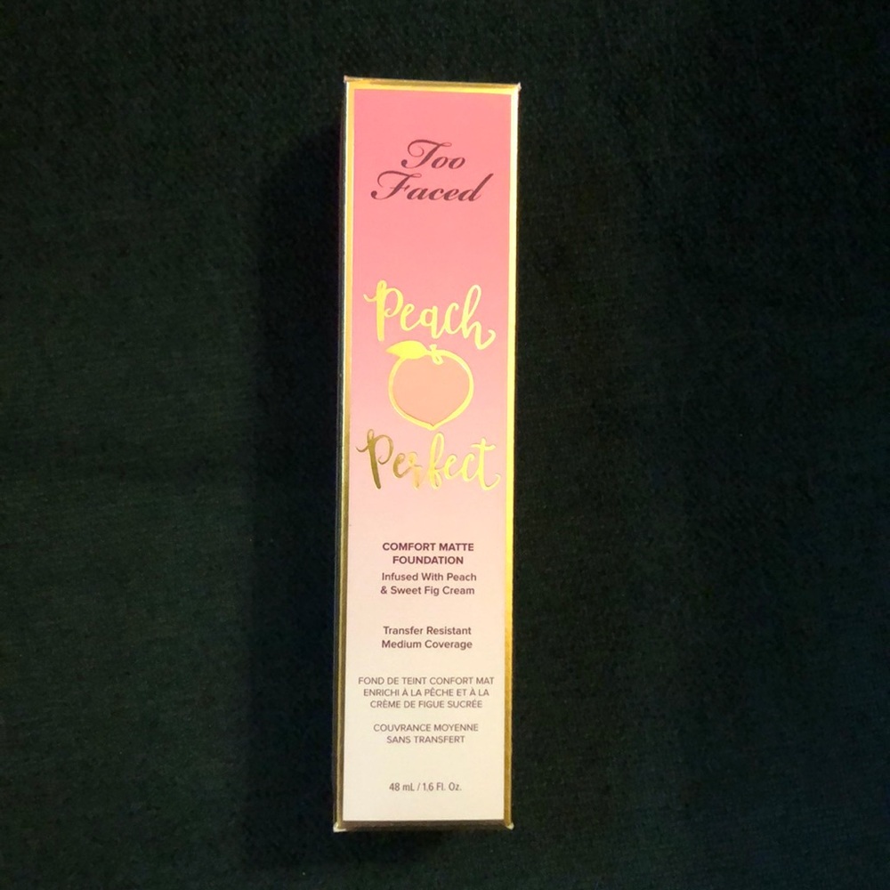 Too faced peach perfect foundation in almond.